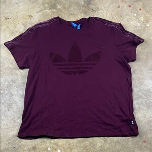 Adidas Maroon Short Sleeve Tee with velvet detail 
Size: XL